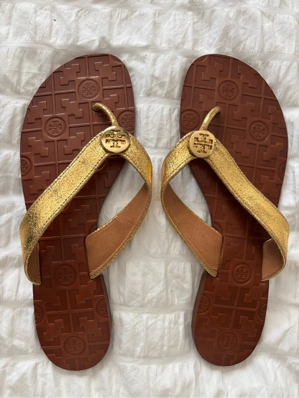 Tory Burch gold sandals 10